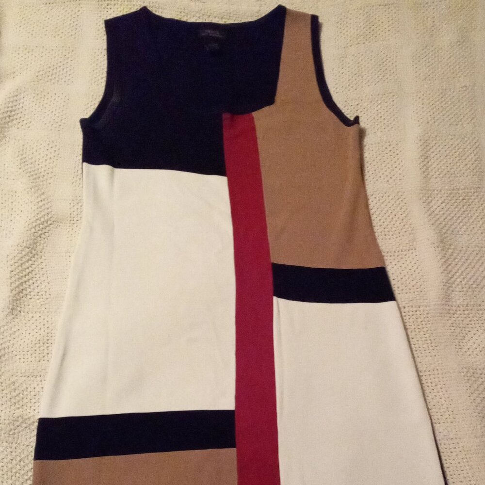 GRACE BRAND COLOR BLOCK KNIT SLEEVELESS DRESS SQUARE NECKLINE    SIZE LARGE
